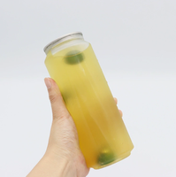Canette de bière en plastique transparente jetable avec couvercle à languette facile à ouvrir, canette vide en PET pour soda, jus, boisson, logo personnalisé, canettes en plastique transparentes
