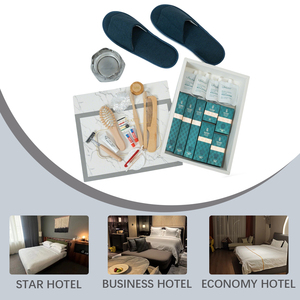 <span class=keywords><strong>Kit</strong></span> dentaire d'hôtel avec brosse à dents en bambou à poils doux, peigne en <span class=keywords><strong>bois</strong></span> et chaussons jetables antidérapants bleu marine - Product Image 4