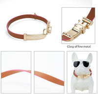 Collier pour chien en cuir bicolore sur mesure de qualité supérieure, avec boucle élégante en métal doré, confortable et doux pour le poignet.