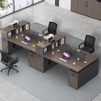 Ensemble de bureau et de chaise d'ordinateur moderne double face simple avec boîte à câbles, design détachable pour le bureau, double siège pour le personnel