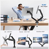 Support de moniteur d'ordinateur à ressort à gaz réglable Support de moniteur à double bras pouvant contenir de 4.4 à 17.6 lb et des écrans de 13 à 32 pouces