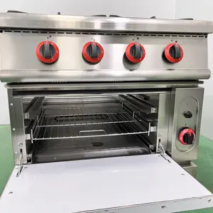 Restaurant Commercial Kitchen Equipment Gas Cooking Commercial Catering Equipment 4 Burner Gas Range With Oven