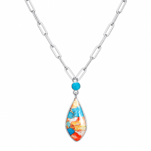 Collana con ciondolo a dettagli colorati, regalo di gioielleria retrò da donna - Product Image 1