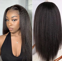 Perruque complète en dentelle Kinky Straight pas chère, 100 % cheveux humains, perruque en dentelle suisse HD, perruques frontales en dentelle de cheveux vierges
