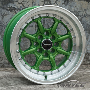 F80868 15 pulgadas 8.0j ET15 4X100/114,3/73,1, rojo amarillo azul verde del borde de la buena calidad de aleación de ruedas modificado modelo de nuevo diseño - Product Image 5