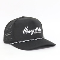 Casquettes de golf à 5 panneaux avec logo brodé personnalisé, nouvelle conception, vente en gros, trous perforés au laser, nylon respirant à séchage rapide pour l'extérieur