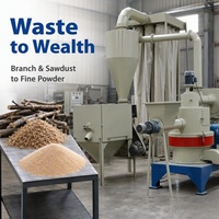 Broyeur de recyclage de bois usagé, machine à fabriquer de la poudre de sciure de bois avec système de collecte des poussières