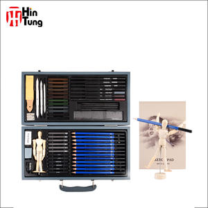 60-teiliges Skizzier- und Zeichenstift-Set in luxuriöser Holzbox mit Premium-Qualität als professionelle Kunstbedarf mit verschiedenen Werkzeugen. - Product Image 2