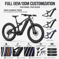 Vélo de montagne électrique à suspension intégrale en fibre de carbone légère T800, 1000W, 160Nm, transmission centrale, 9 vitesses, 72V, 35Ah, pneus larges 26x4.5