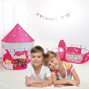 Công chúa màu hồng lâu đài lặp đi lặp lại mô hình lều với đường hầm và Playhouse thiết lập cho trẻ em trong nhà và ngoài trời giả vờ chơi - Product Image 6