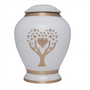 Urnas de cremación de latón de árbol de la vida blanco de alta calidad para cenizas humanas - Product Image 1