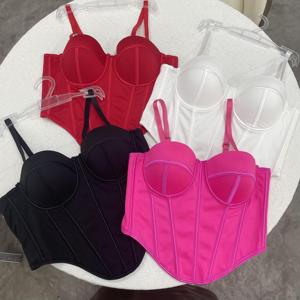 Women's Summer Trendy Firm Control Breathable Mesh <b>Corset</b>-Style Push-Up Bra Top Double-Breasted Vintage-Inspired Fitted Camisole - Product Image 4