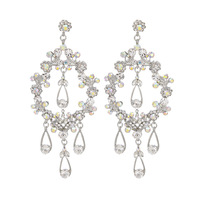 Boucles d'oreilles en rotin exagérées avec strass et gouttelettes d'eau, aiguille en argent, pour femmes, de niche et haut de gamme