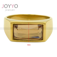 Bague en acier or 24 carats sans décoloration Bague en pierre naturelle Bague fine en gros