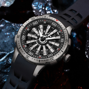 Nuovo Orologio da Uomo Automatico in Acciaio Inossidabile con Quadrante Scheletrato Luminoso, Impermeabile 5ATM, Cinturino in Silicone, 46mm, Cristallo - Product Image 4