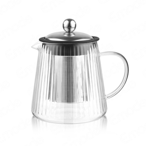 <span class=keywords><strong>Set</strong></span> Teiera in Vetro Borosilicato Emode con Logo Personalizzato, 600ml, Design a Strisce Verticali e Manico Ergonomico - Product Image 2
