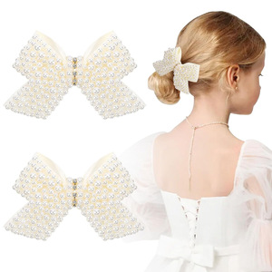 Jepit Rambut Pita Mutiara Berhias Kristal Buatan Tangan, Ikat Rambut Anak Perempuan Kawaii, Jepit Rambut Estetik, Penjepit Rambut Modis untuk Anak Perempuan - Product Image 1