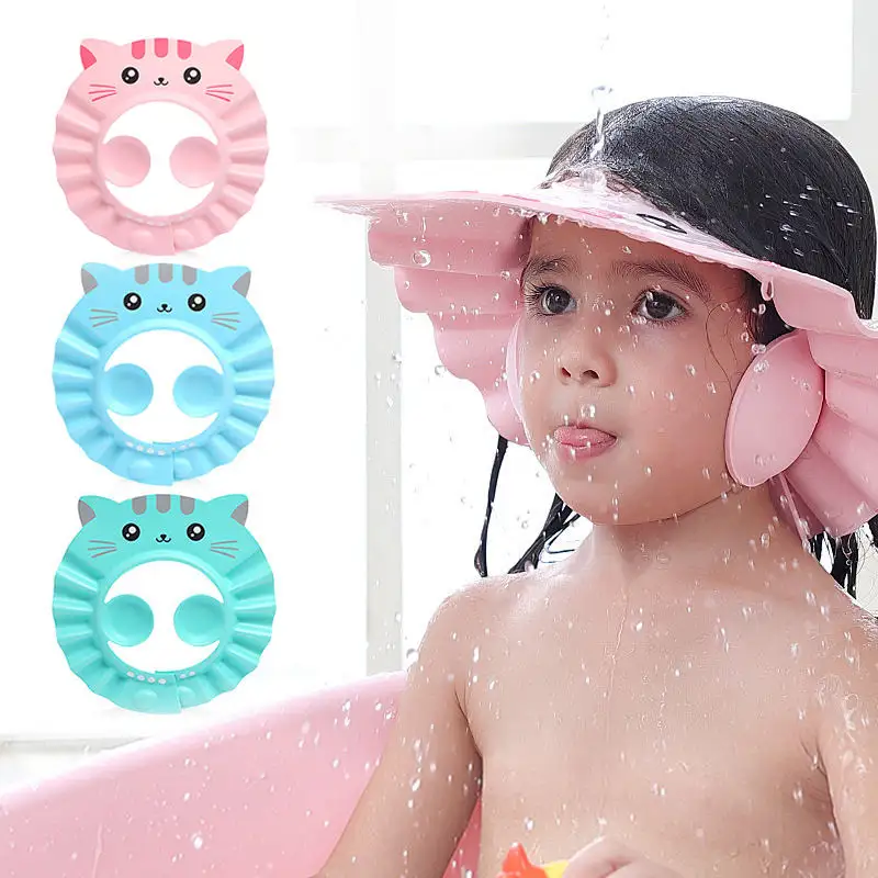 OEM topi mandi bayi topi mandi dapat diatur topi mandi bayi lucu kartun perawatan bayi topi mandi untuk anak 0-6 tahun