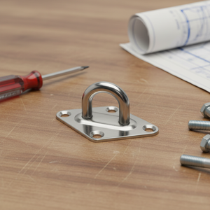 Plaque de fixation en acier inoxydable avec œillet diamant et anneau pivotant pour équipement de rigging - Product Image 1