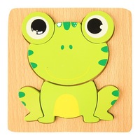 Puzzle éducatif en bois 3D Hibou et Grenouille pour bébés, jouet d'apprentissage précoce pour tout-petits et enfants de maternelle, jeu créatif et pratique