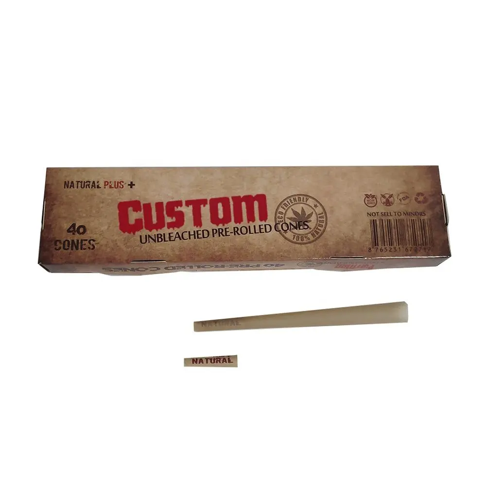 Custom Pre Gerold Kegels Natuurlijke Ongebleekt Hennep Roken Rolling Papier Kegels Custom