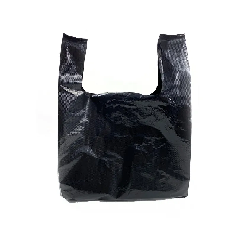 Vendita Diretta della fabbrica Su Misura Biodegradabile sacchetto di Immondizia LDPE HDPE Sacchetto di Plastica di Imballaggio T-Shirt Nera