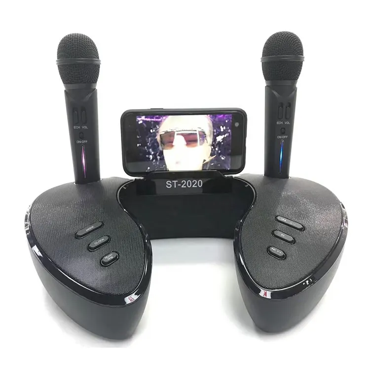 Subwoofer Radio Nirkabel Suara Bluetooth Alarm Jam Ponsel Berdiri Karaoke Jam Braket Pesta Bluetooth Speaker dengan Mic