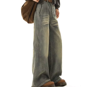 Celana Jeans Pria JL Gaya Hip Hop Amerika, Model Deconstructed Patchwork Denim Musim Panas, Efek Washed Distressed, Pinggang Sedang, Potongan Lurus, Cepat Kering - Product Image 1