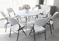 Table pliante ronde en fer portable pour le camping, au design moderne, pour l'extérieur et la salle à manger, facile à transporter