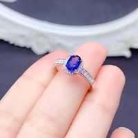 Factory Wholesale Japandi 925 Sterling Silver Natural Sapphire Ring Simple Stylish Fine Jewelry Wedding Anniversary Gift OEM ODM