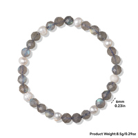 Bracelet extensible en perles facettées de 6 mm en perles de culture d'eau douce blanches, pierres précieuses de guérison