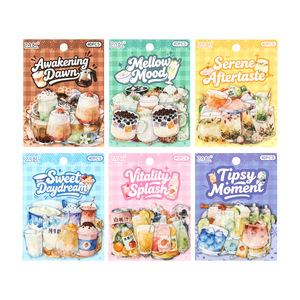 40 feuilles par boîte  Série « Boire et réfléchir sur les moments fugaces » Autocollants imperméables pour journal d'enfants - Product Image 5