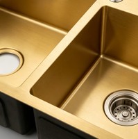 Évier de cuisine double en acier inoxydable bronze antique avec cuves profondes et compactes, kit de vidage double, finition noire OEM ODM B2B