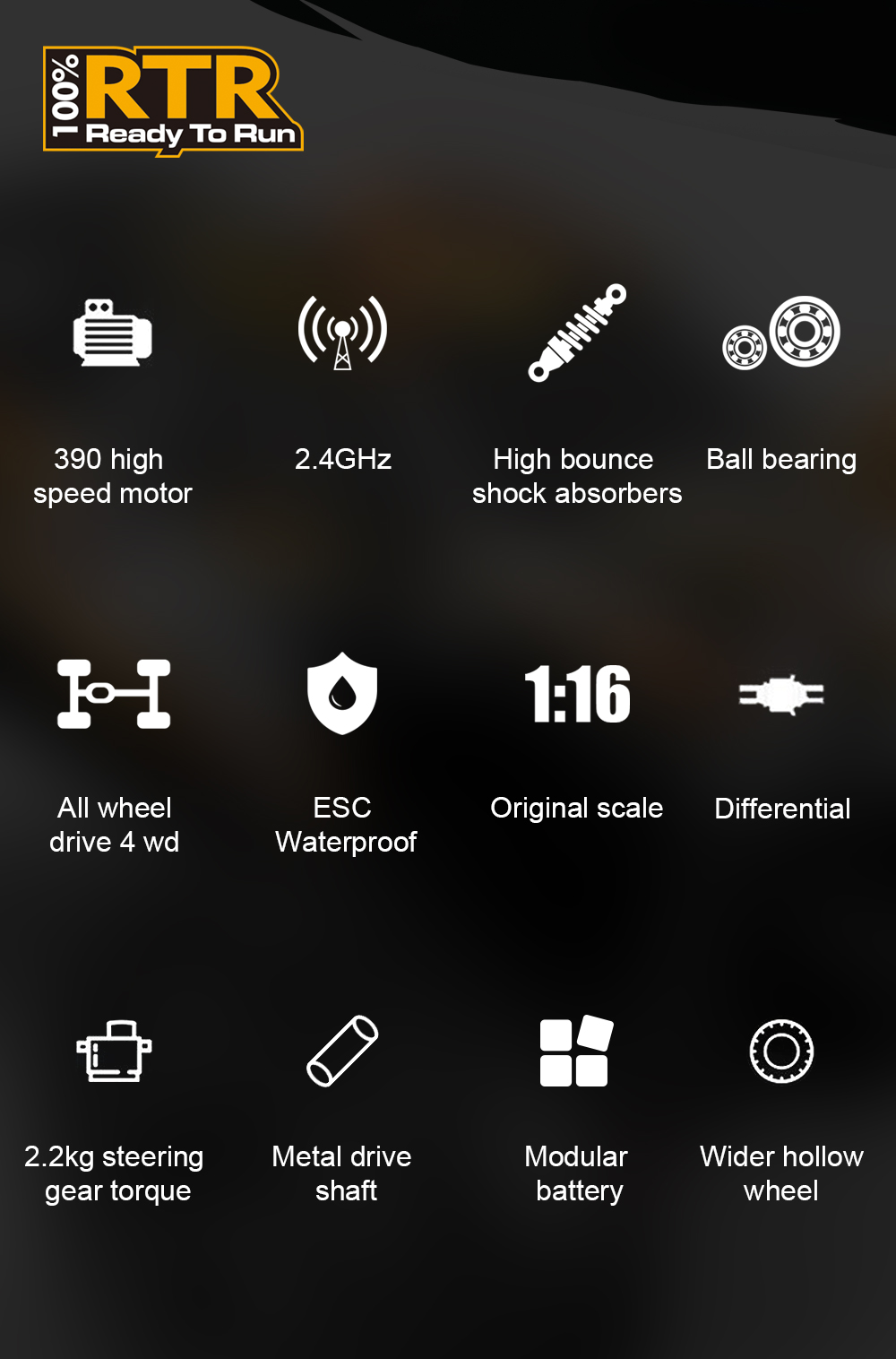 HOSHI N416 1/16 High Speed Truck 4WD 36KM/H Supersonic Monster Truck Off-Road Vehicle Electronic Toys Christmas gift Green