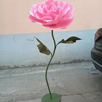 3 Pièces de Fleurs en Papier Rouge, Roses Artificielles, Décorations de Mariage et de Fêtes - Roses Géantes de 100 cm, Nouvel An Chinois, Fête des Mères, Style Européen