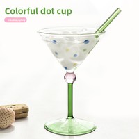 Verre à champagne haut en verre borosilicate coloré vintage à pois, personnalisé en gros