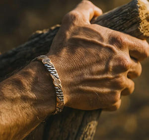 Vòng tay dây đồng nguyên chất hai màu, kiểu dáng vòng tay/còng tay, có thể điều chỉnh, sang trọng, dành cho nam & nữ, thiết kế xoắn độc đáo, thời trang - Product Image 2