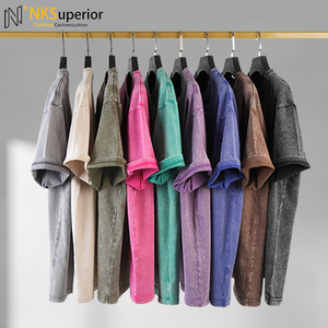 Ácido vintage lavado t-shirt para homens logotipo personalizado angustiado pesado 100% algodão em branco superdimensionado estilo casual tecido de malha - Product Image 2