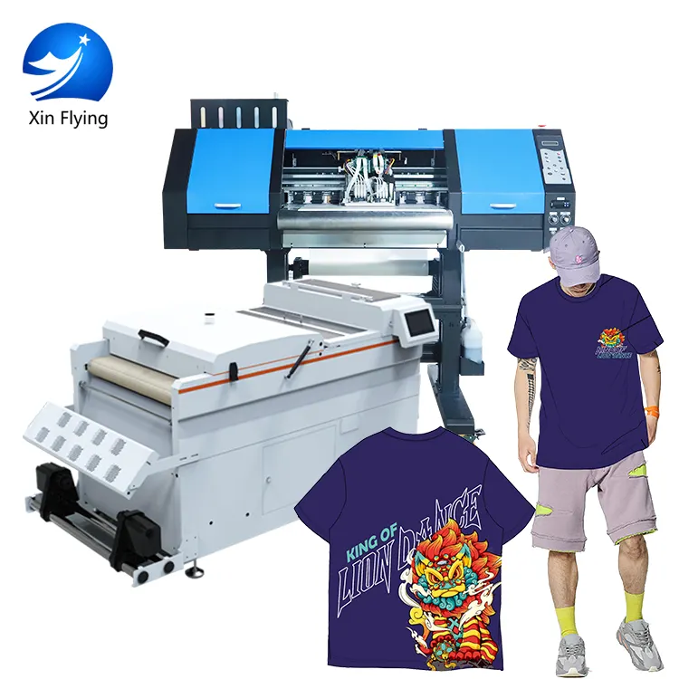Xinfling máquina de impressora, cabeça dupla 12sqm/h 24 polegadas a2 60cm dtf impressora 60cm pó shake