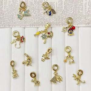 CZ9428 Gold Plated Vacation &amp; Sports Travel Themed <strong>Charm</strong> Beads Enamel European Drop Rondelle Dangle <strong>Charms</strong> for Bracelets - Product Image 3