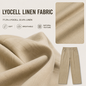 Pantalon décontracté d'été pour homme en Lyocell, Lin et Coton, coupe droite ample à taille élastique, respirant, avec logo personnalisé, qualité supérieure - Product Image 4