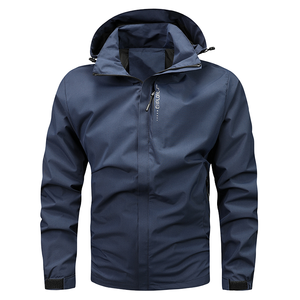 แจ็คเก็ตผู้ชายดีไซน์เนอร์สุดหรู สไตล์ซาฟารี มีฮู้ด ซิป ผ้ากันน้ำ ซักแล้ว ย้อมสี  สำหรับฤดูใบไม้ผลิ ขายส่ง - Product Image 2