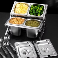 Support de présentation alimentaire durable pour buffet d'hôtel, équipement en acier inoxydable, support pour condiments et bacs GN