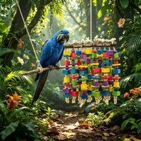 Jouet à mâcher pour perroquet, robuste et facile à nettoyer, blocs de bois comestibles aux couleurs naturelles vives, grand accessoire de cage pour oiseaux
