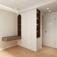 Usine spécialisée dans la personnalisation de grands meubles de rangement et d'exposition modernes en forme de L, armoires en MDF entièrement personnalisables avec étagères ouvertes