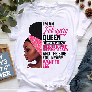 Drop Ship Streetwear stampa personalizzata grafica African Black Girl History Month Plus Size Tees magliette femminili melanina top da donna - Product Image 4