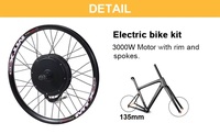 Kits de conversion de vélo électrique 48-72V 135mm Dropout 3000W, contrôleur à onde sinusoïdale 48-72V 60A, écran couleur UKC1