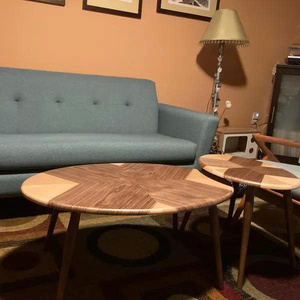 Table basse ovale en noyer, table centrale en bois de noyer, grande table basse, table basse de style mid-century, table basse scandinave moderne - Product Image 5