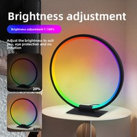 Lámpara de Noche Ambiental LED Activada por Sonido, Lámpara de Escritorio Redonda, Iluminación Ambiental para Mesa de Noche, Alimentada por USB