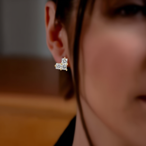 Pendientes de Zirconia con Corte Princesa Dorados, Diseño Geométrico, Chapados en Oro de 18K, Joyería de Fiesta para Mujer, Pendientes Clásicos de Moda - Product Image 2